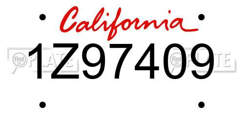 1Z97409 California License Plate