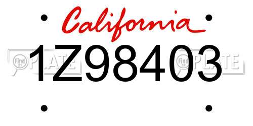 1Z98403 California License Plate