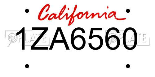 1ZA6560 California License Plate