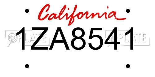 1ZA8541 California License Plate
