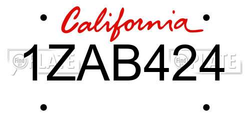 1ZAB424 California License Plate