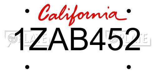1ZAB452 California License Plate