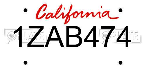 1ZAB474 California License Plate