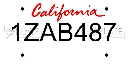 1ZAB487 California License Plate
