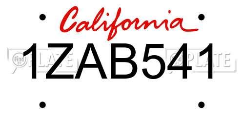 1ZAB541 California License Plate