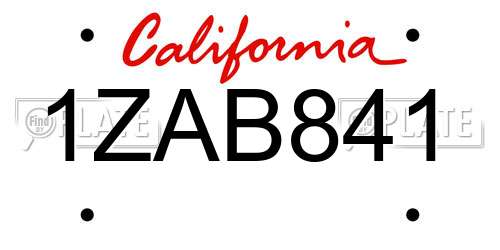 1ZAB841 California License Plate
