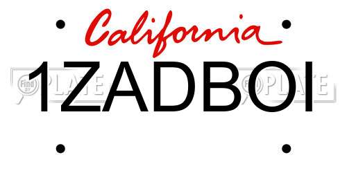 1ZADBOI California License Plate