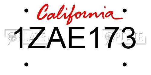 1ZAE173 California License Plate