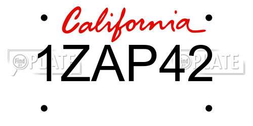 1ZAP42 California License Plate