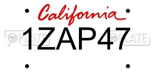 1ZAP47 California License Plate