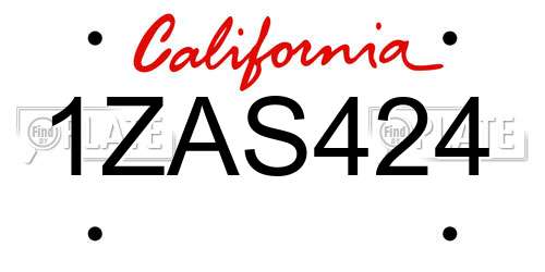 1ZAS424 California License Plate