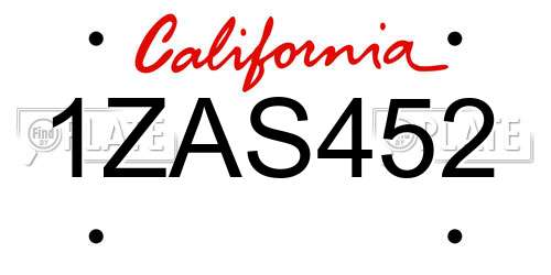 1ZAS452 California License Plate