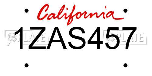 1ZAS457 California License Plate