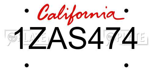 1ZAS474 California License Plate