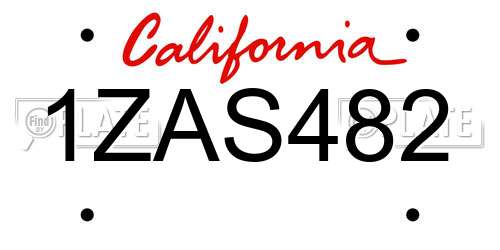 1ZAS482 California License Plate