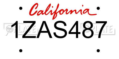 1ZAS487 California License Plate