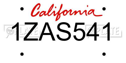 1ZAS541 California License Plate