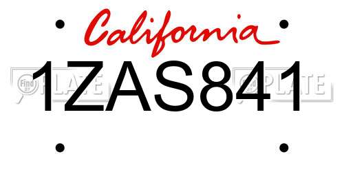 1ZAS841 California License Plate