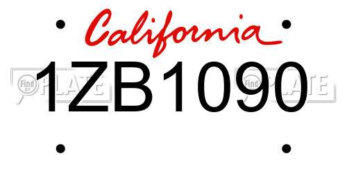 1ZB1090 California License Plate