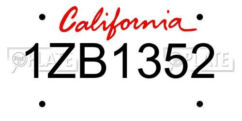 1ZB1352 California License Plate
