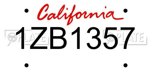 1ZB1357 California License Plate