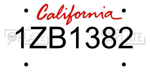 1ZB1382 California License Plate