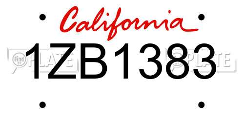 1ZB1383 California License Plate