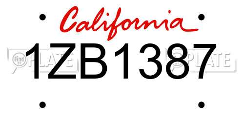 1ZB1387 California License Plate