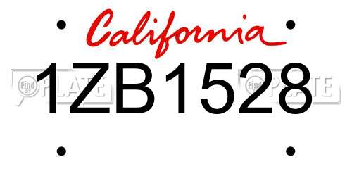 1ZB1528 California License Plate