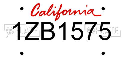 1ZB1575 California License Plate