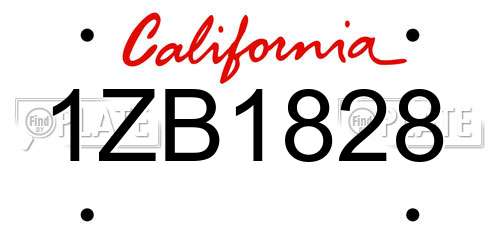 1ZB1828 California License Plate