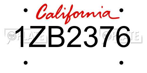 1ZB2376 California License Plate
