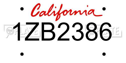 1ZB2386 California License Plate