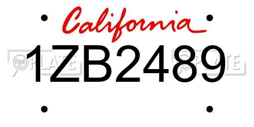 1ZB2489 California License Plate