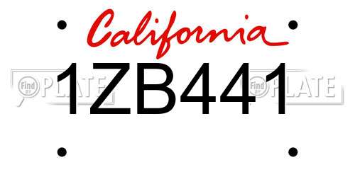 1ZB441 California License Plate