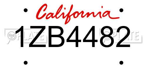 1ZB4482 California License Plate
