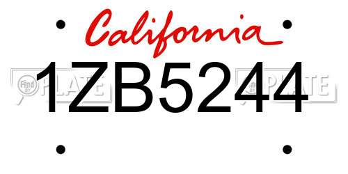 1ZB5244 California License Plate
