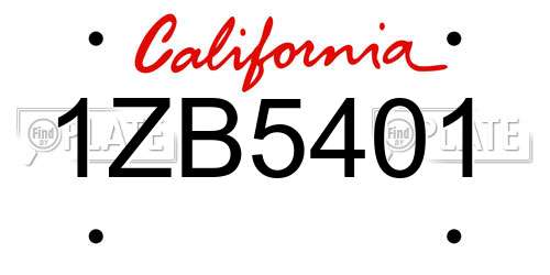 1ZB5401 California License Plate