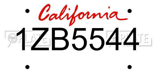 1ZB5544 California License Plate
