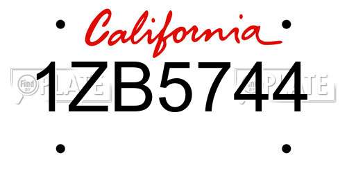 1ZB5744 California License Plate