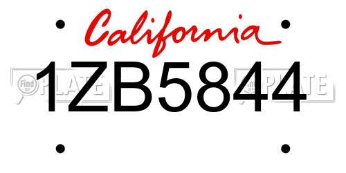 1ZB5844 California License Plate