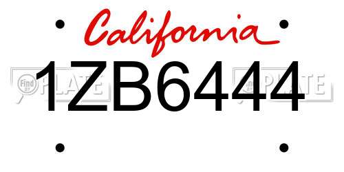 1ZB6444 California License Plate