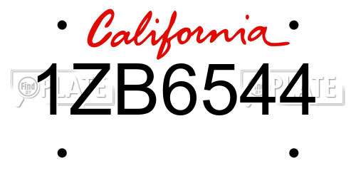 1ZB6544 California License Plate