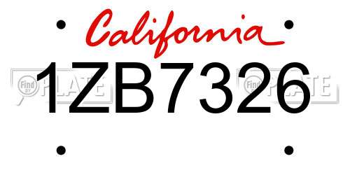1ZB7326 California License Plate