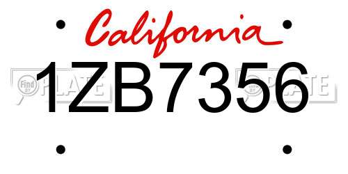 1ZB7356 California License Plate