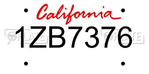 1ZB7376 California License Plate
