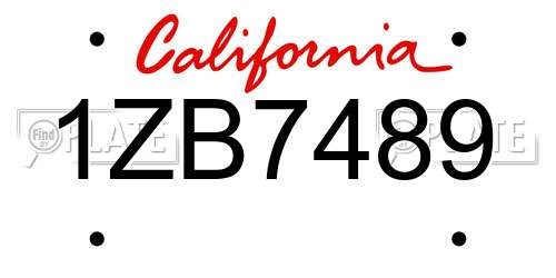1ZB7489 California License Plate