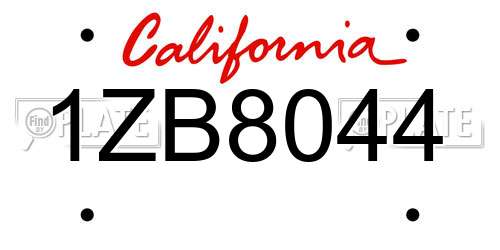1ZB8044 California License Plate