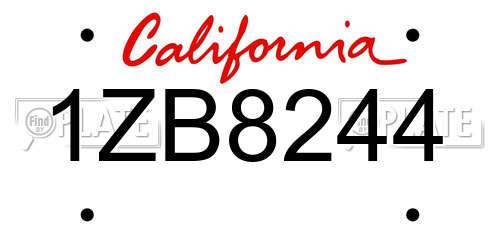 1ZB8244 California License Plate