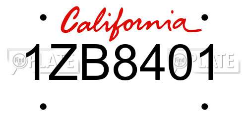 1ZB8401 California License Plate